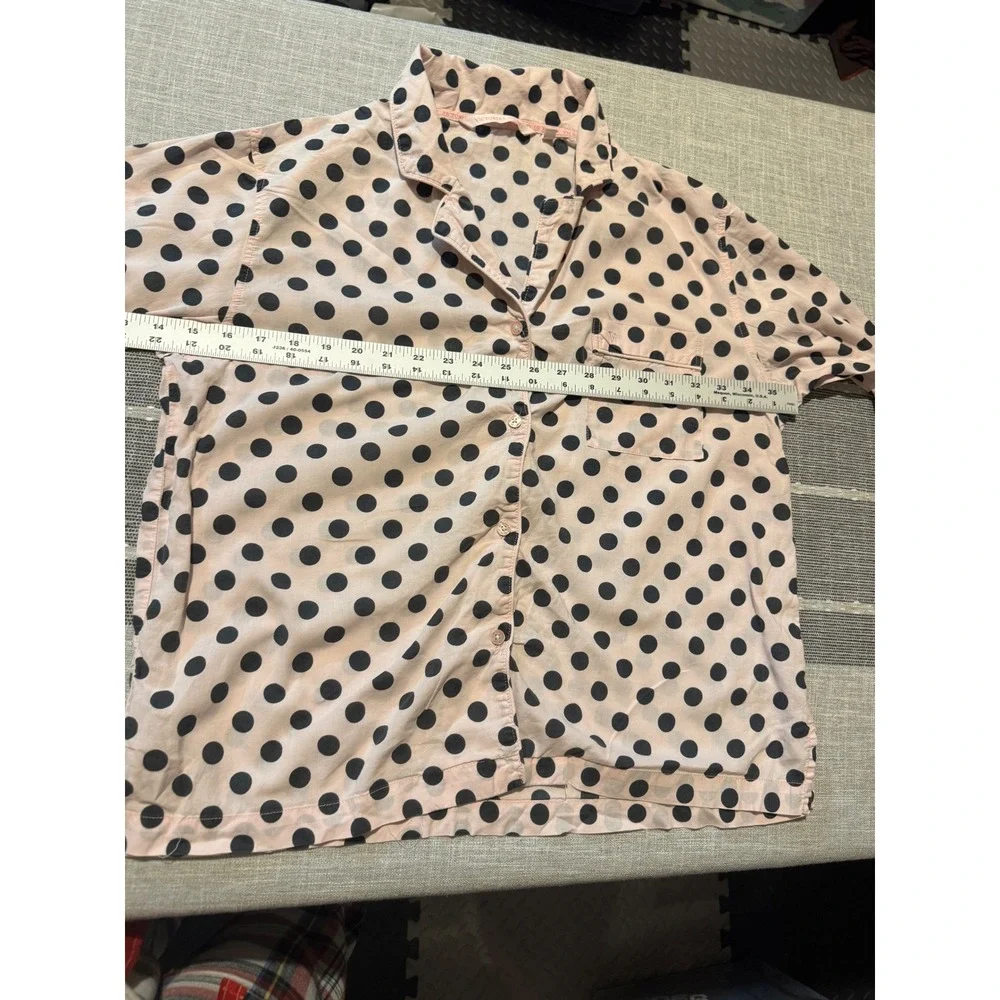 Victoria's Secret Pink Black Polka Dot‎ Pajama Shirt Top M M